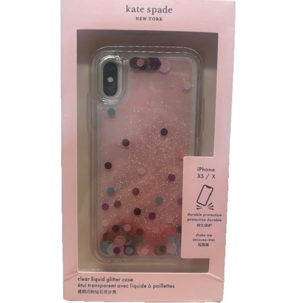 Kate Spade NY‎ Disco Dots Liquid Glitter Protective Case for iPhone XS / X - NIB